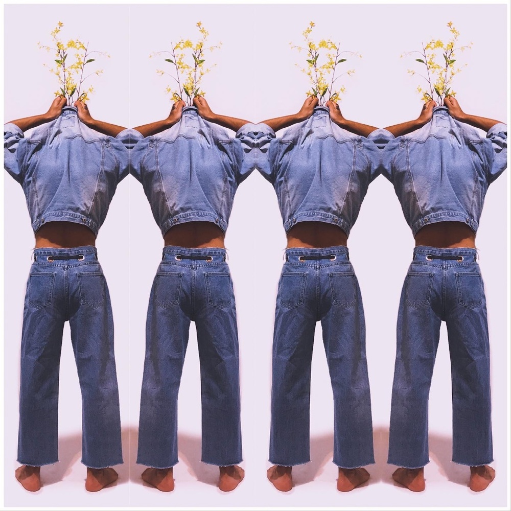 High Waist Fringed Denim with Metal Belt outlets and PVC Leather Belt